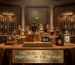 A luxurious archive room header featuring a display of iconic perfume bottles on a central table. A gold plaque in the foreground reads "THE 10 BEST-SELLING PERFUMES IN THE WORLD: ICONIC FRAGRANCES FOR MEN & WOMEN." The background features wood paneling, lit display cabinets, and a central star crest.